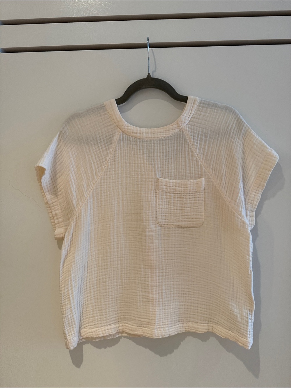 Madewell Cream Gauze Short Sleeve Top - Size S